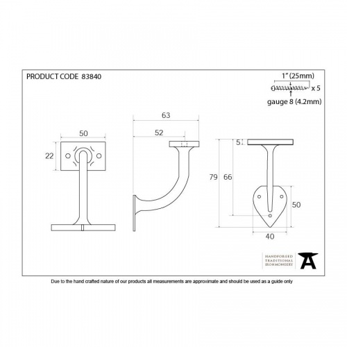 Black 2'' Handrail Bracket